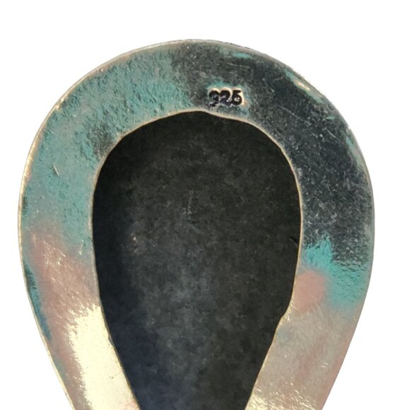 Abalone Tear Drop Handcrafted Detailed Metalwork Pendant Sterling Necklace NWOT - Picture 3 of 6